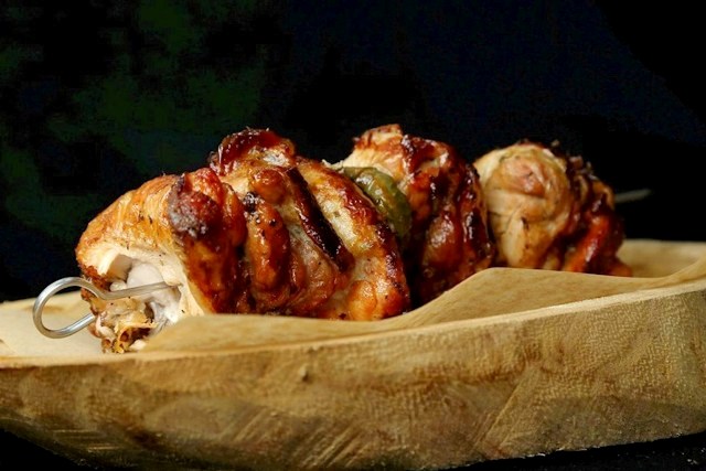 Greek food: Pork Kontosouvli 